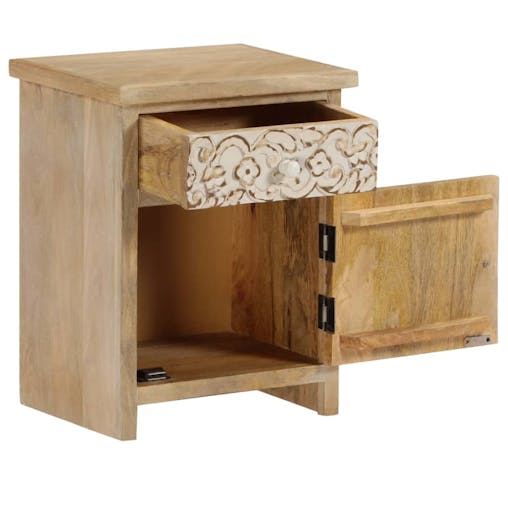 NNEVL Bedside Table Solid Mango Wood 40x30x50 cm