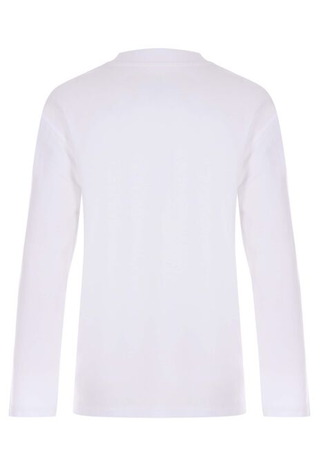 Older Boys White Cotton Long Sleeve T-Shirt