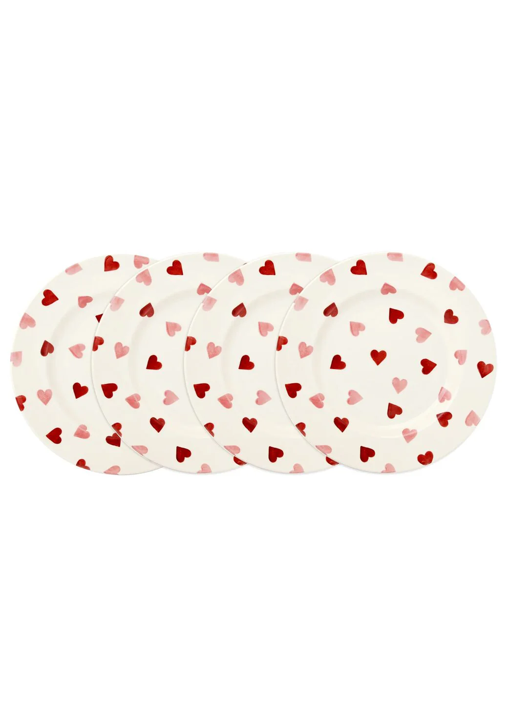 Pink Hearts Medium Dinner Plate, 8.5 Inch - Set of 4
