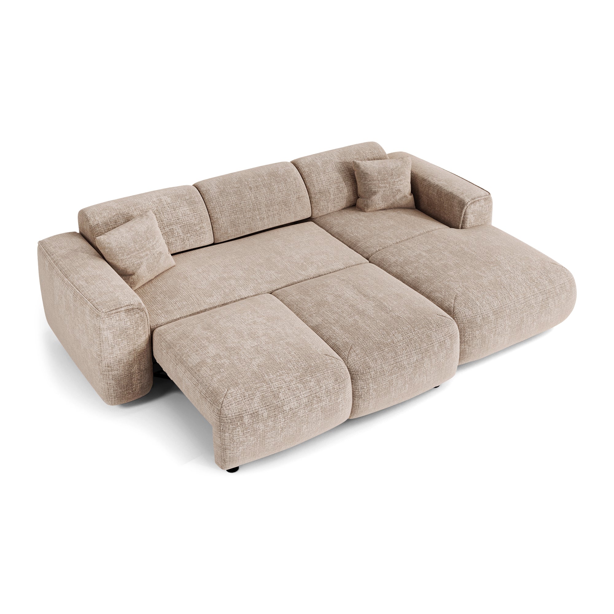 Hoekbanken YUMA 5 personen Fluweel met reliëf Beige