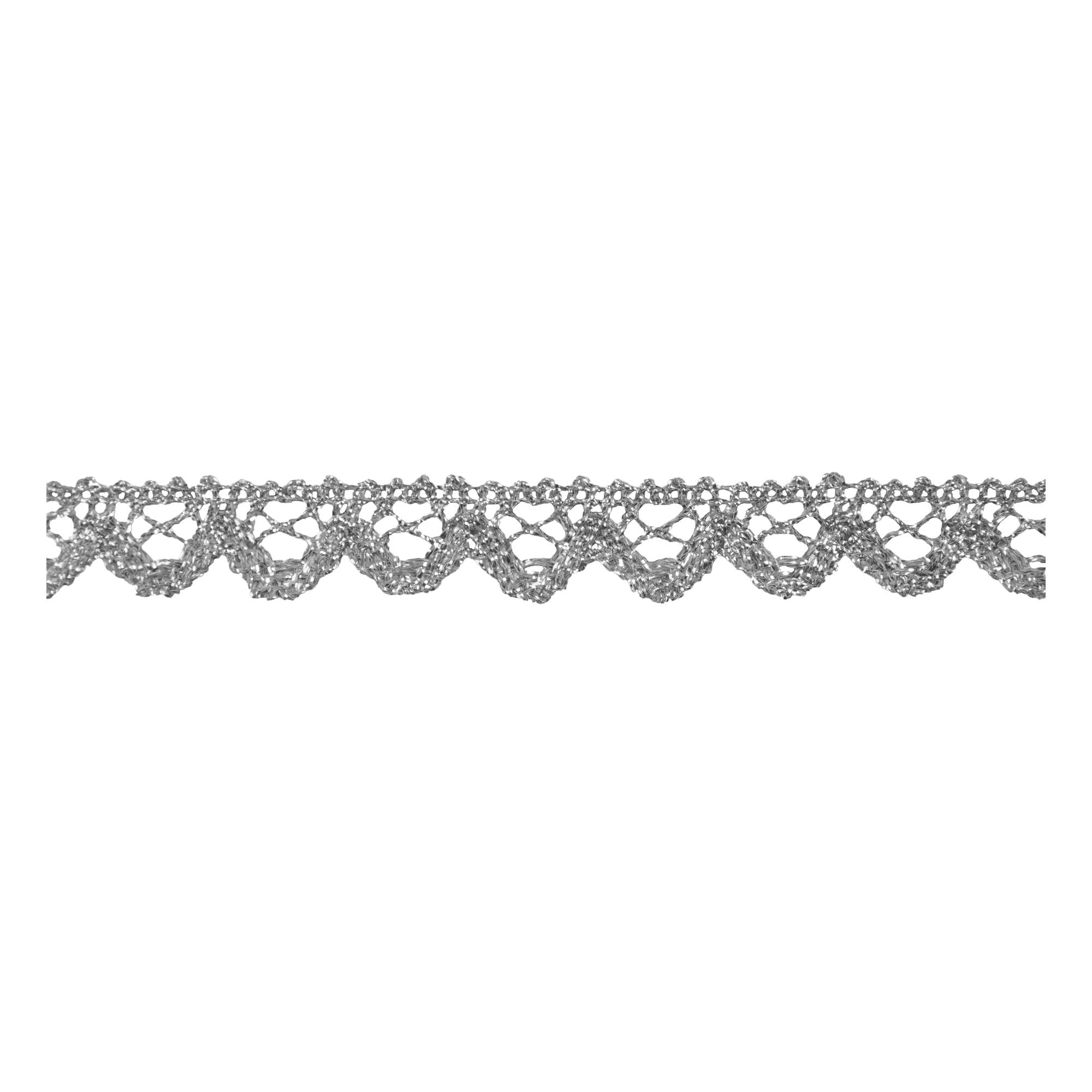 Silver 16mm Metallic Lace Trim by the Metre