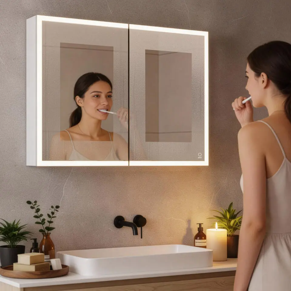 HOME DELUXE LED spiegelkast EVE zwart 100 x 80 cm