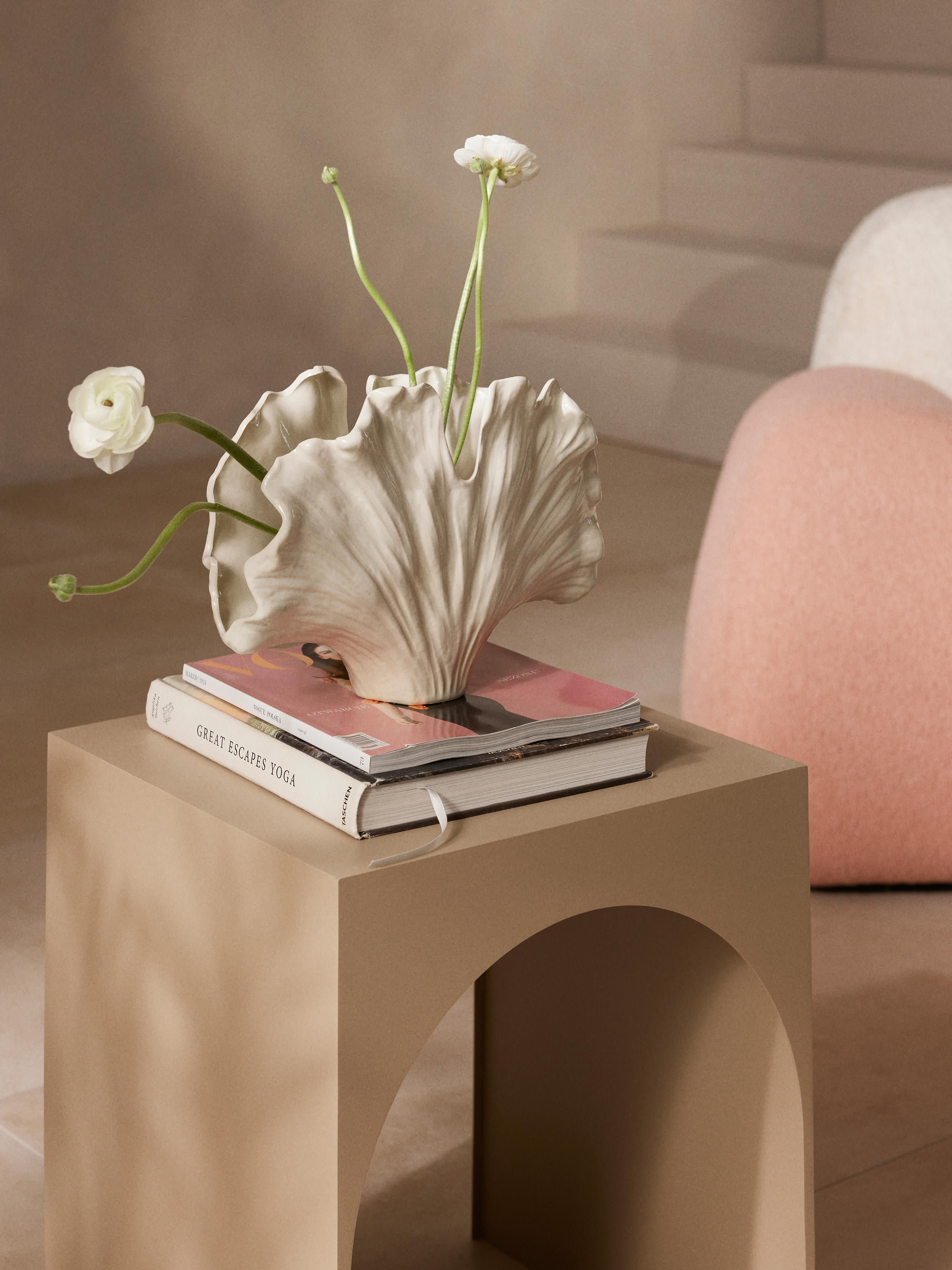 Vase Gingko in Muschel-Form, H 24 cm