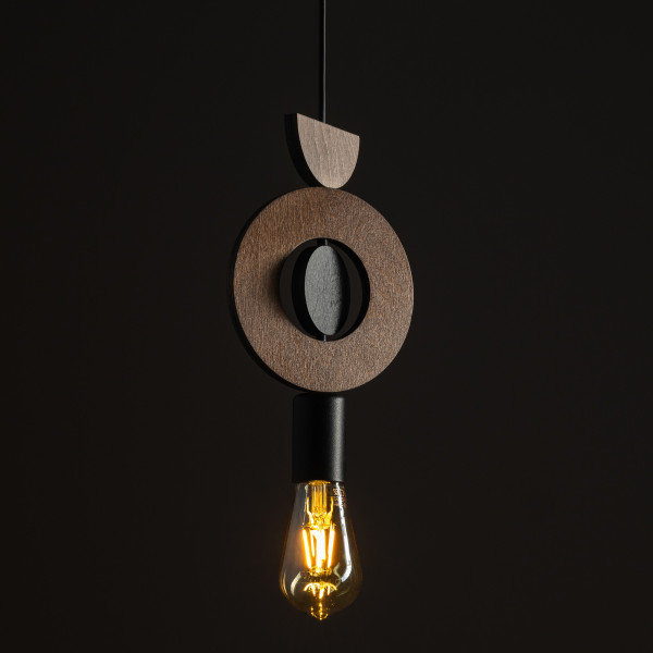 Lampa wisząca ciemne drewno-czarna DROPS WOOD D 1xE27x25W Nowodvorski