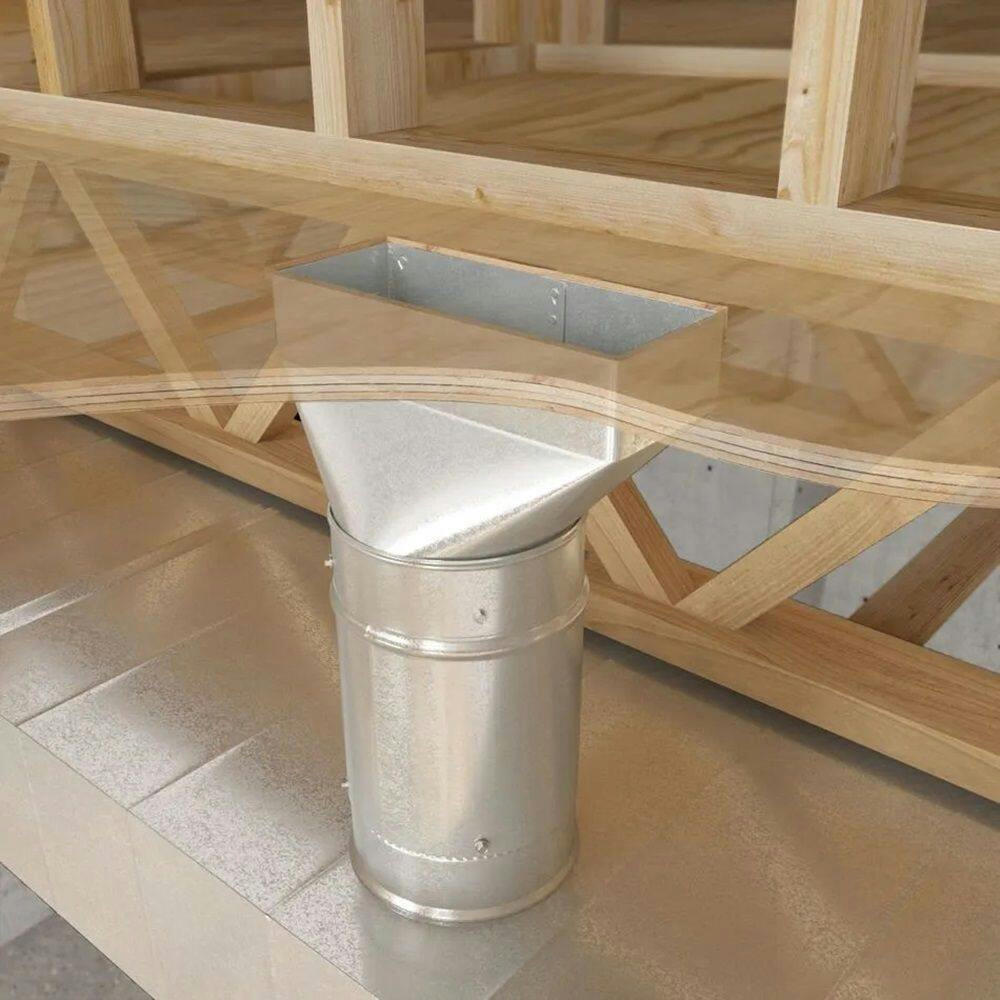 Imperial Universal Stack Boot For In-Line Transition From Round Pipe, Galvanized Steel, 3-1/4 x 10-in, 5-in Diameter