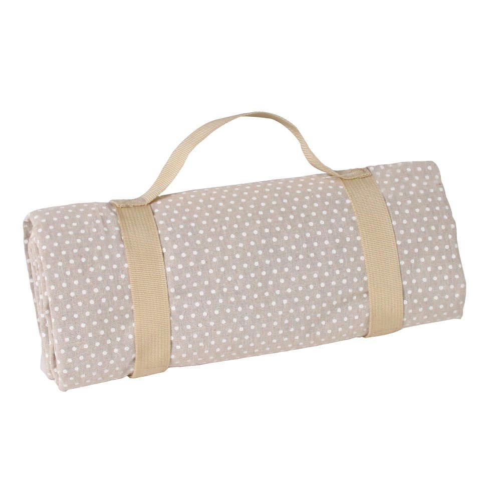 - Nappe pique-nique à revers imperméable beige et blanc 140 x 140 cm