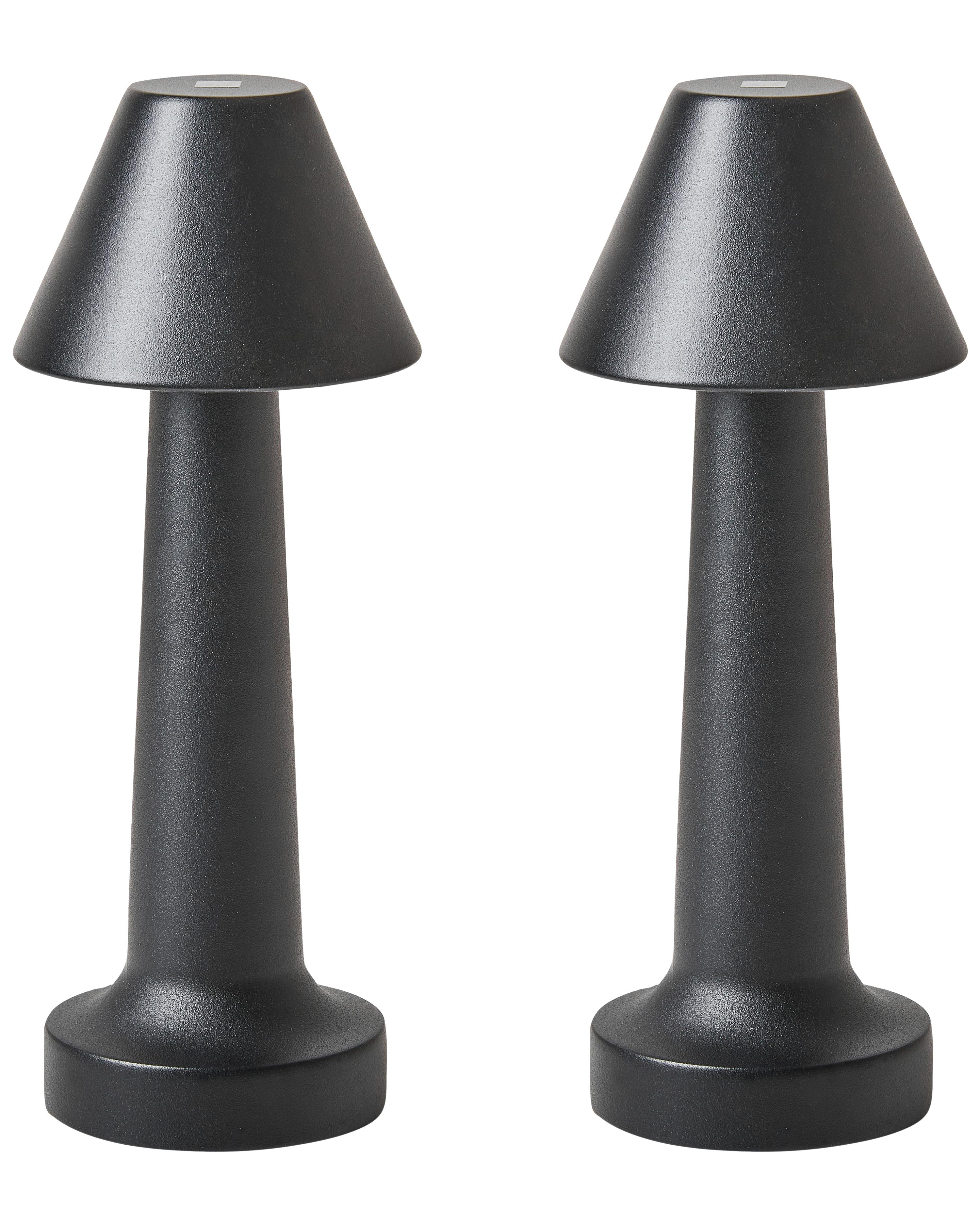 Set of 2 Wireless LED Table Lamp JOANES with Dimmer Metal Black