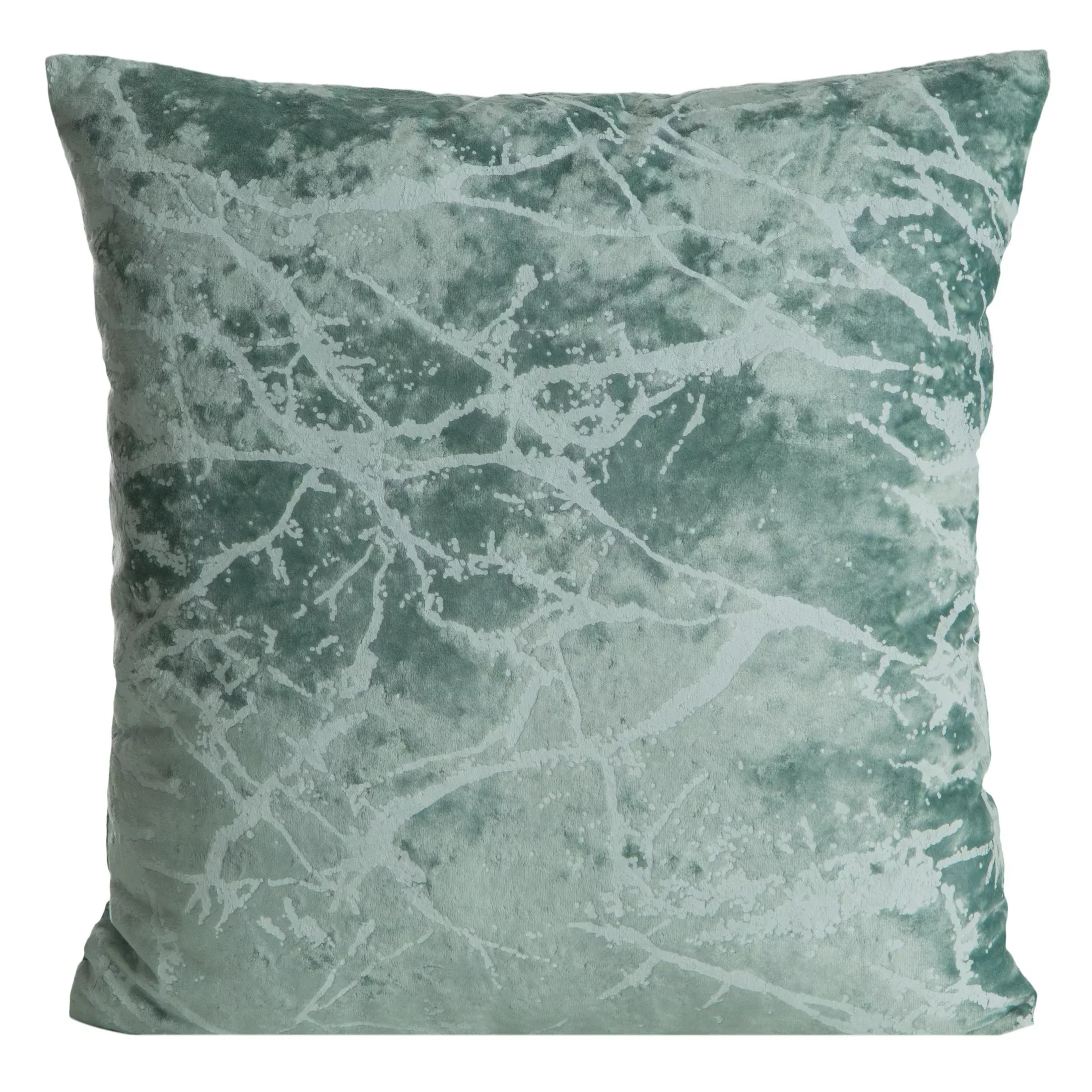 Poszewka na poduszkę 45x45 cm welwetowa kolor zielony z marmurkowym wzorem VELVET 72 Eurofirany Premium