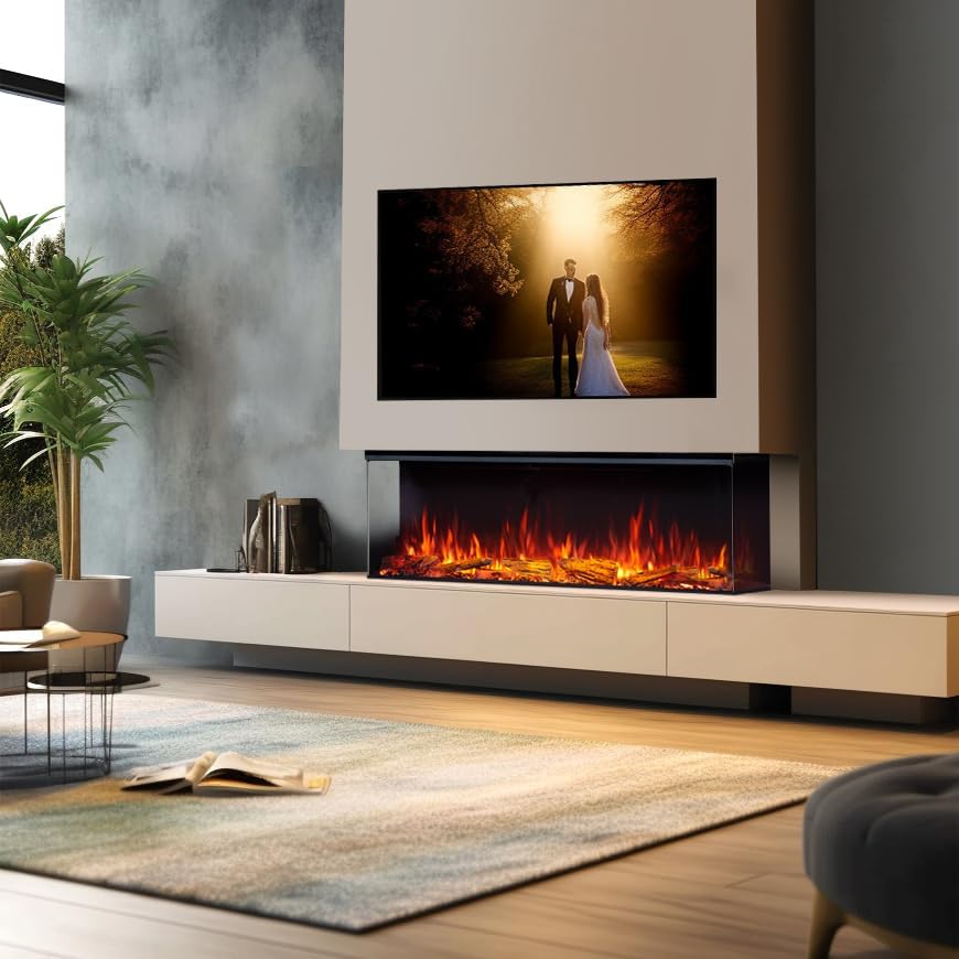 LegendFlame 51 W Smart Build in Electric Fireplace Insert, 1-2-3 Sided View, Heater 750W/1500W, Multi Colors of Flame & Fuel Bed, Alexa/Google Assistant Enabled