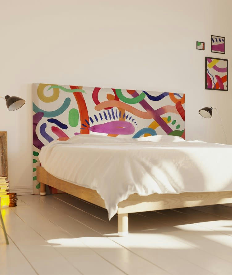 FLOATING COLORS - Tête de lit avec housse Multicolore 140 cm