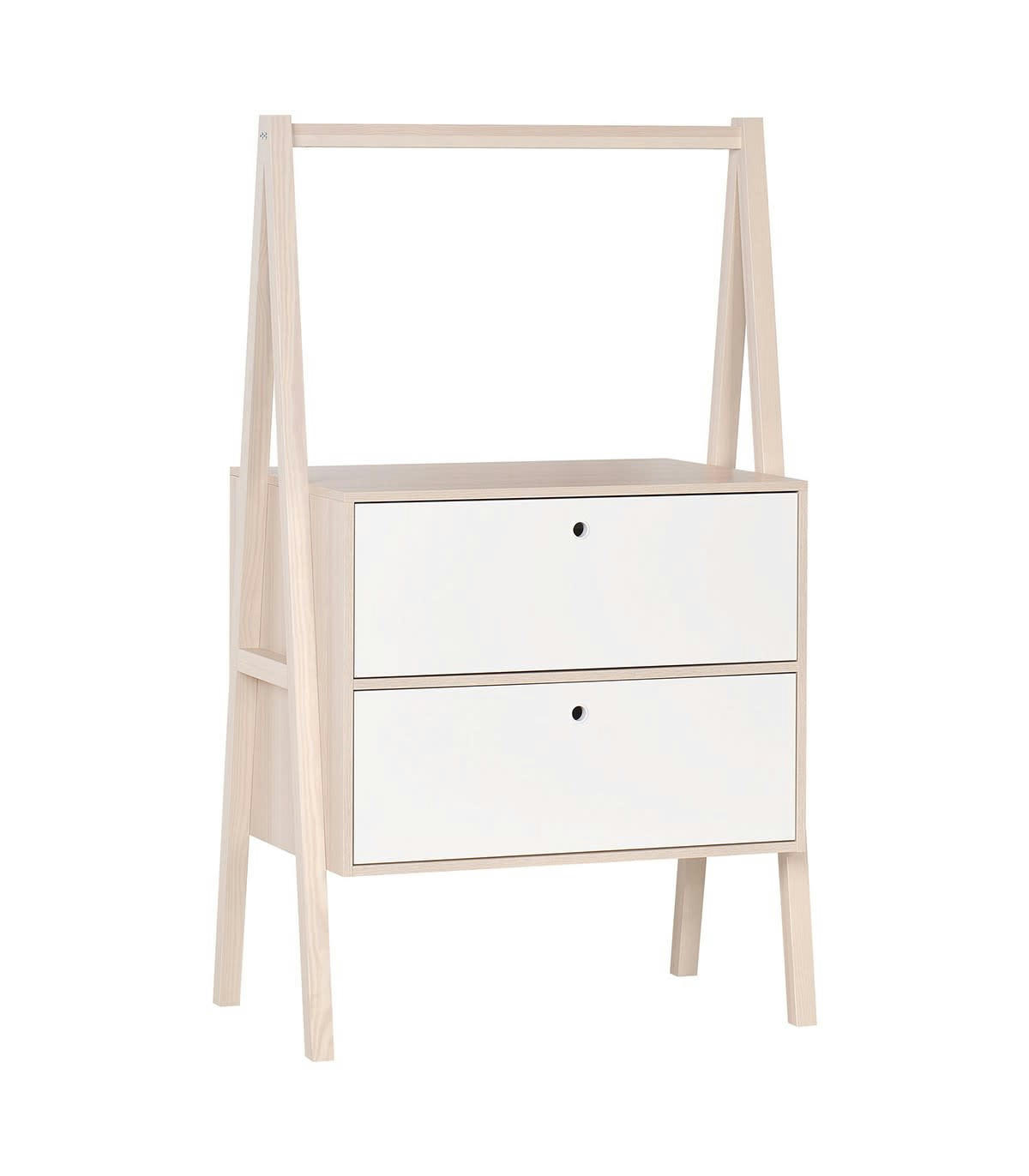 SPOT - Commode 2 tiroirs décor bois et blanc