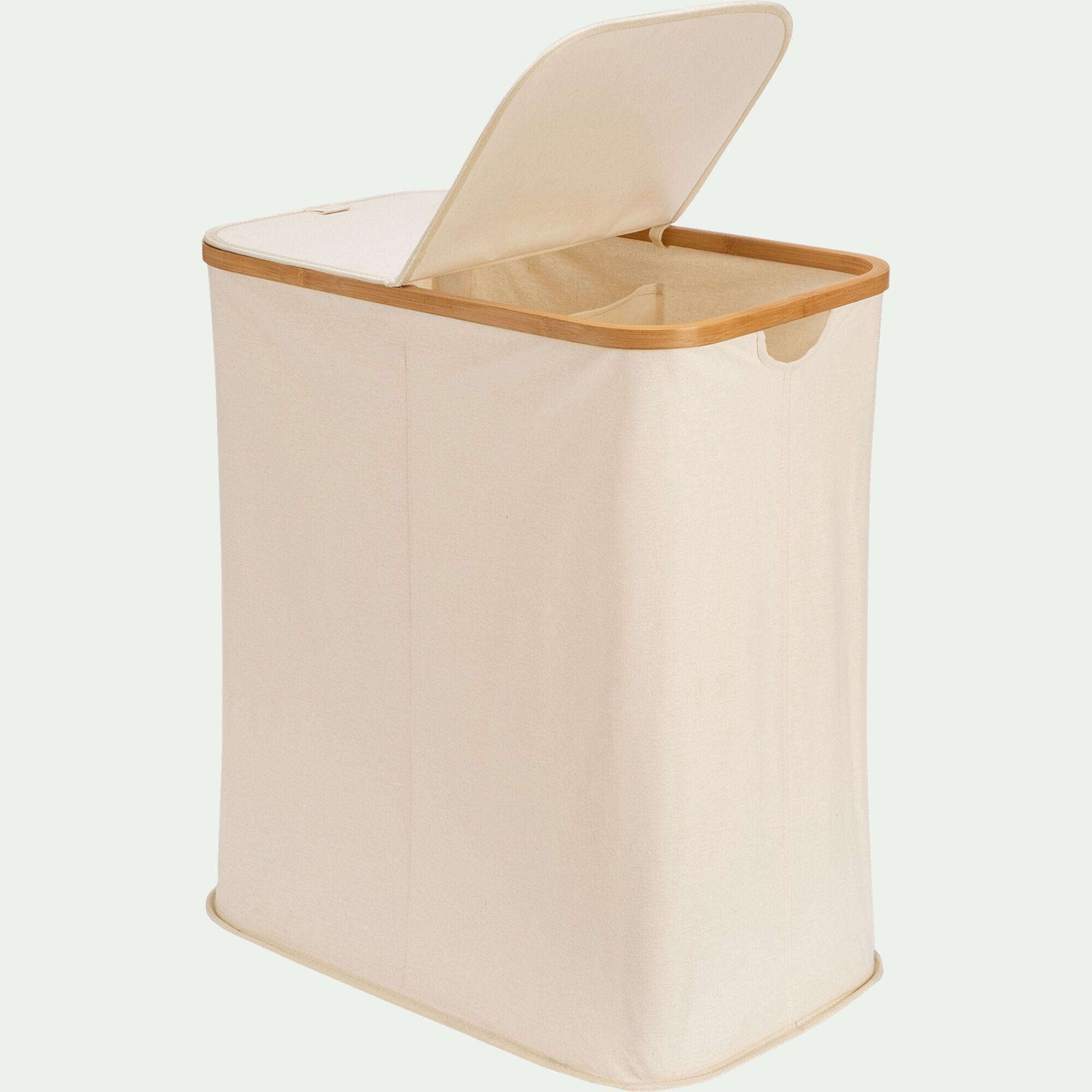 LINO - Panier à linge en polycoton et bambou H60xL54cm - blanc