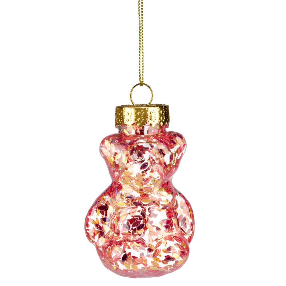 Ours de No&euml;l à sequins à suspendre H6 cm (4 modèles)