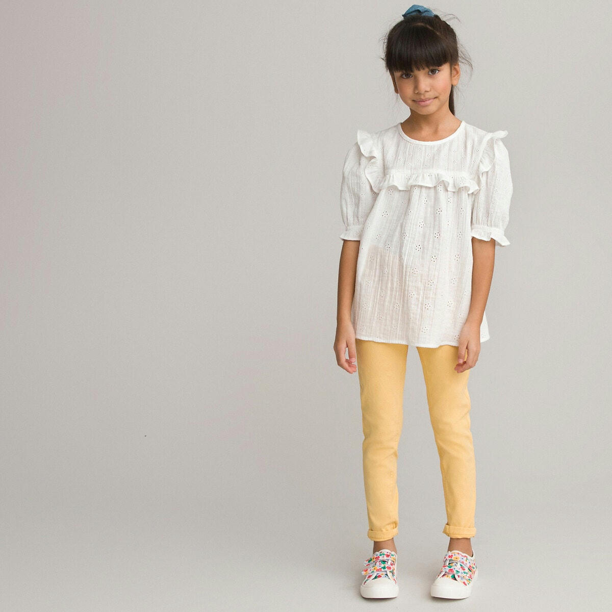 Blouse en broderie anglaise à manches courtes&nbsp