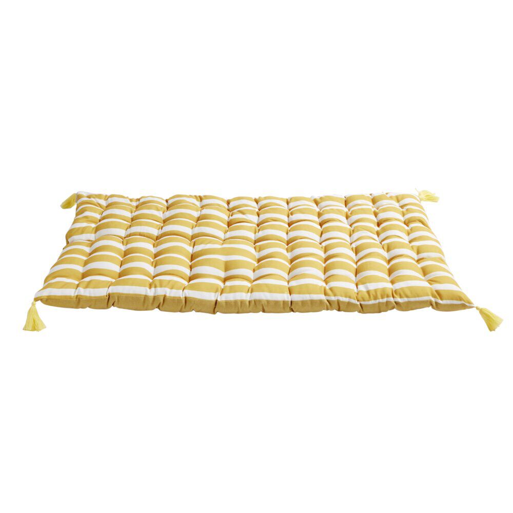 Matelas de sol Baya rayures bayadères jaunes et blanches 60x120cm