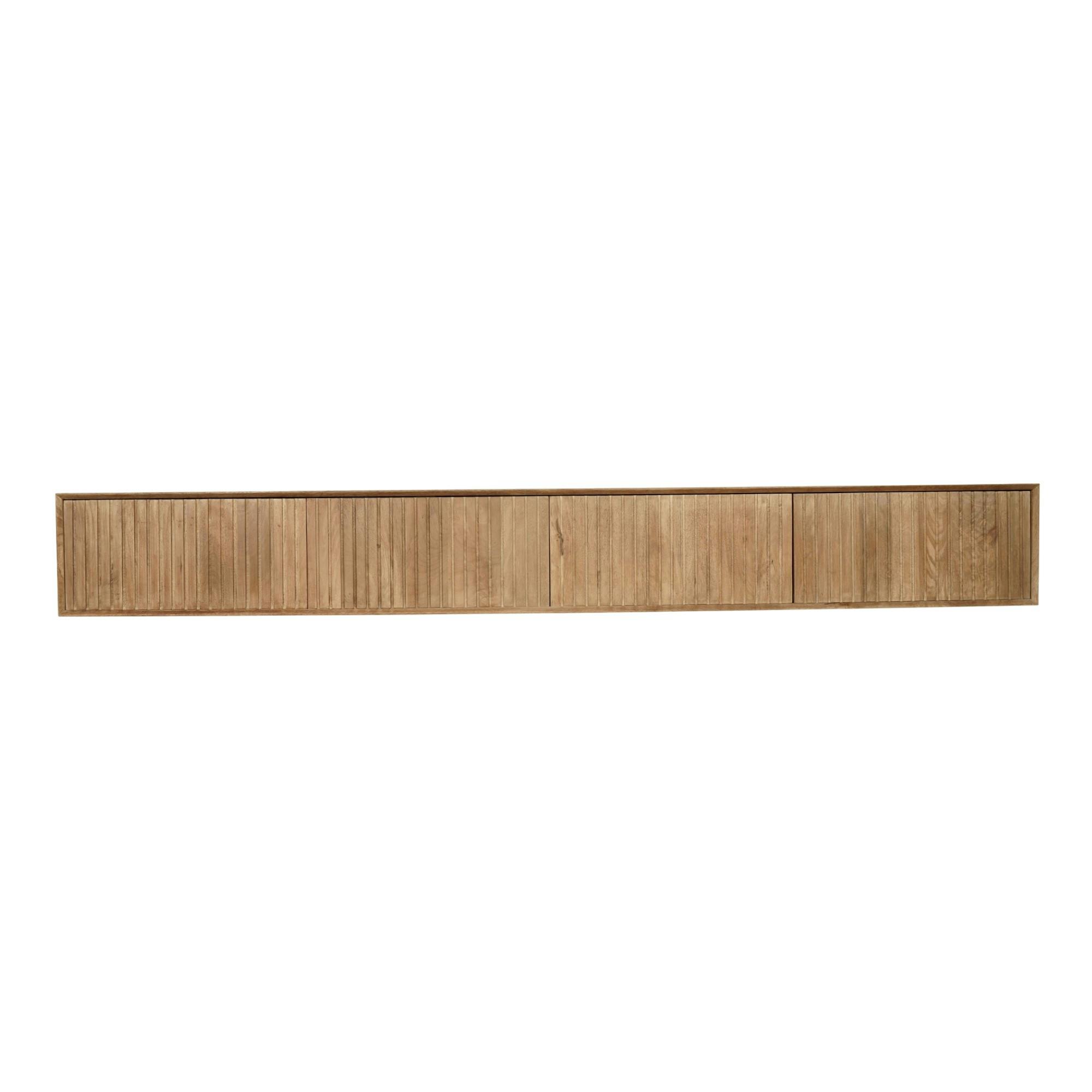 Meuble TV suspendu bois 4 portes rainurées 240 cm CORTINA