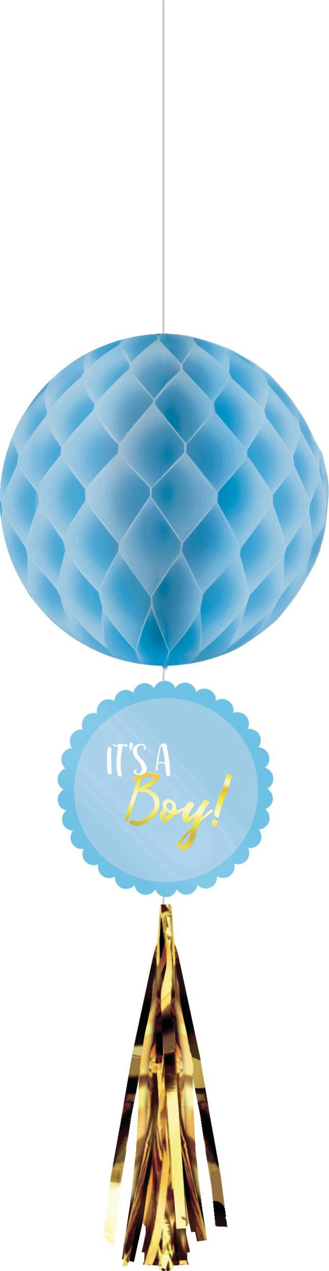 Blue and Metallic Gold It's a Boy Honeycomb Decorations, 3-pc