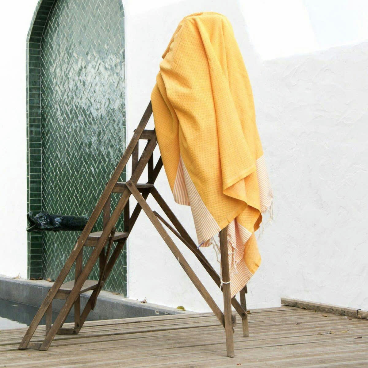 IBIZA - Fouta XXL coton  200x200 jaune safran