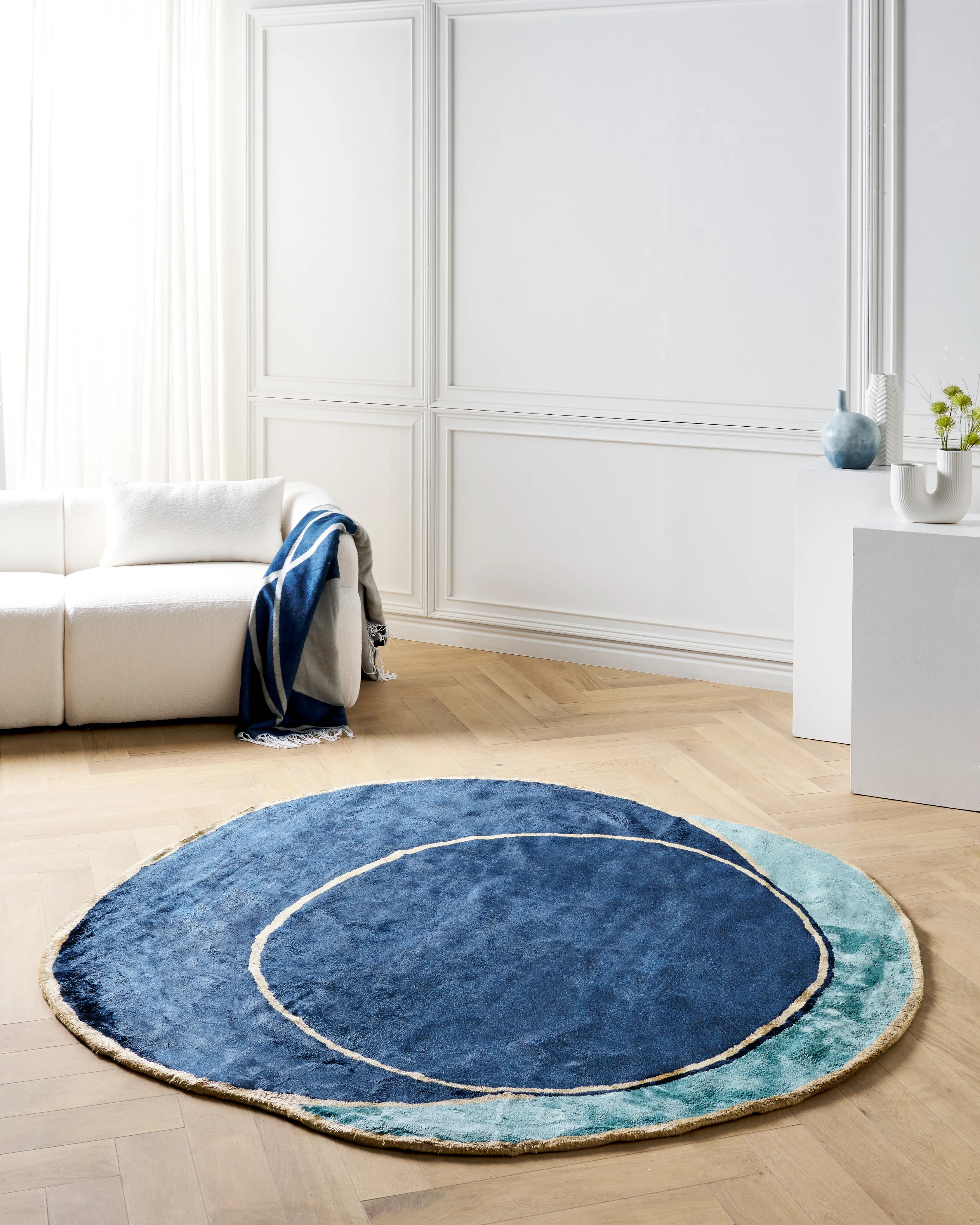 Rug KANRACH Navy Blue 200 x 200 cm Viscose