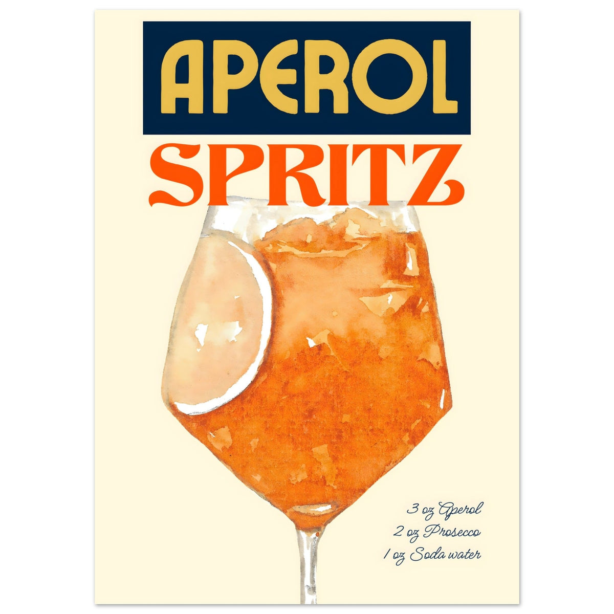 Artfulprints Poster Aperol Spritz - Original  - 50x70 cm - Oranje