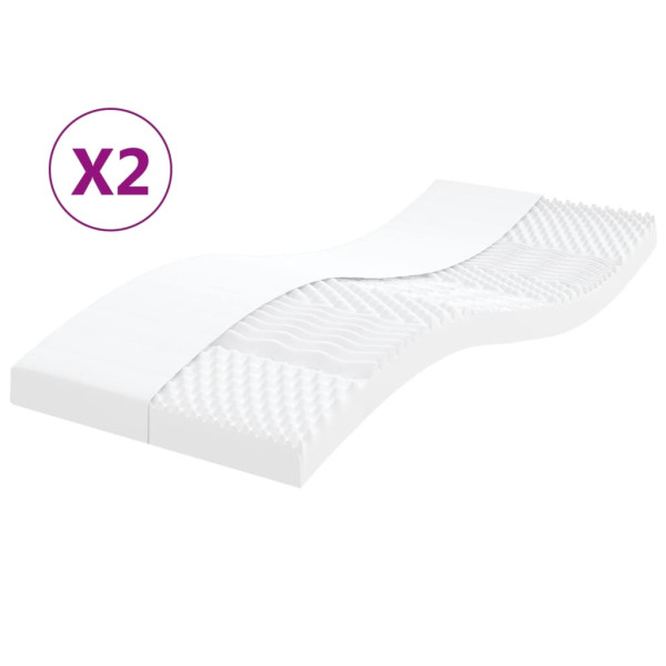 VidaXL Materace piankowe 2 szt. białe 100x200 cm