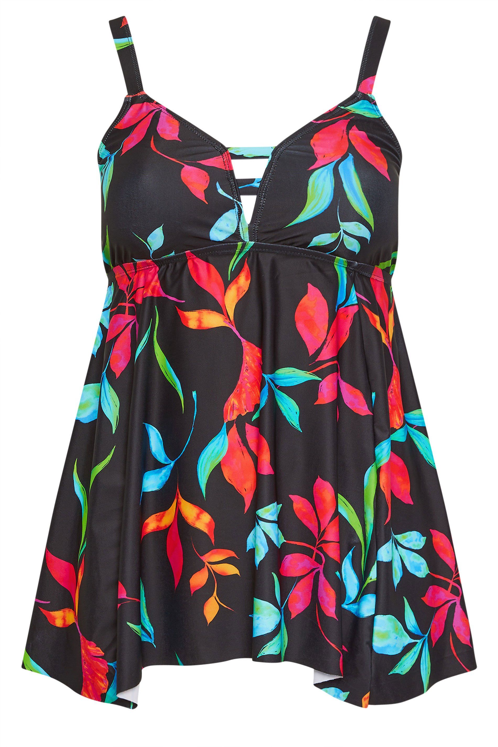 Yours Floral Hanky Hem Tankini Top