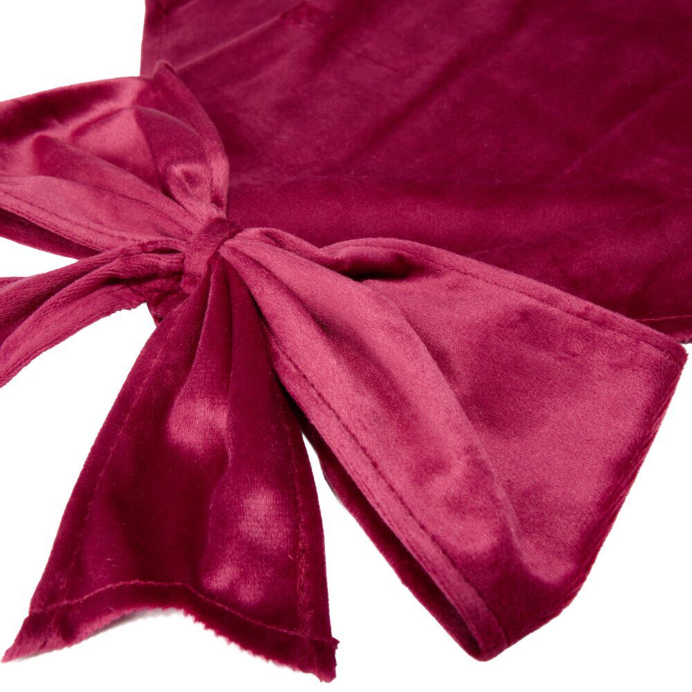 Chemin de table noeud rouge imitation velours L240X32 cm rouge