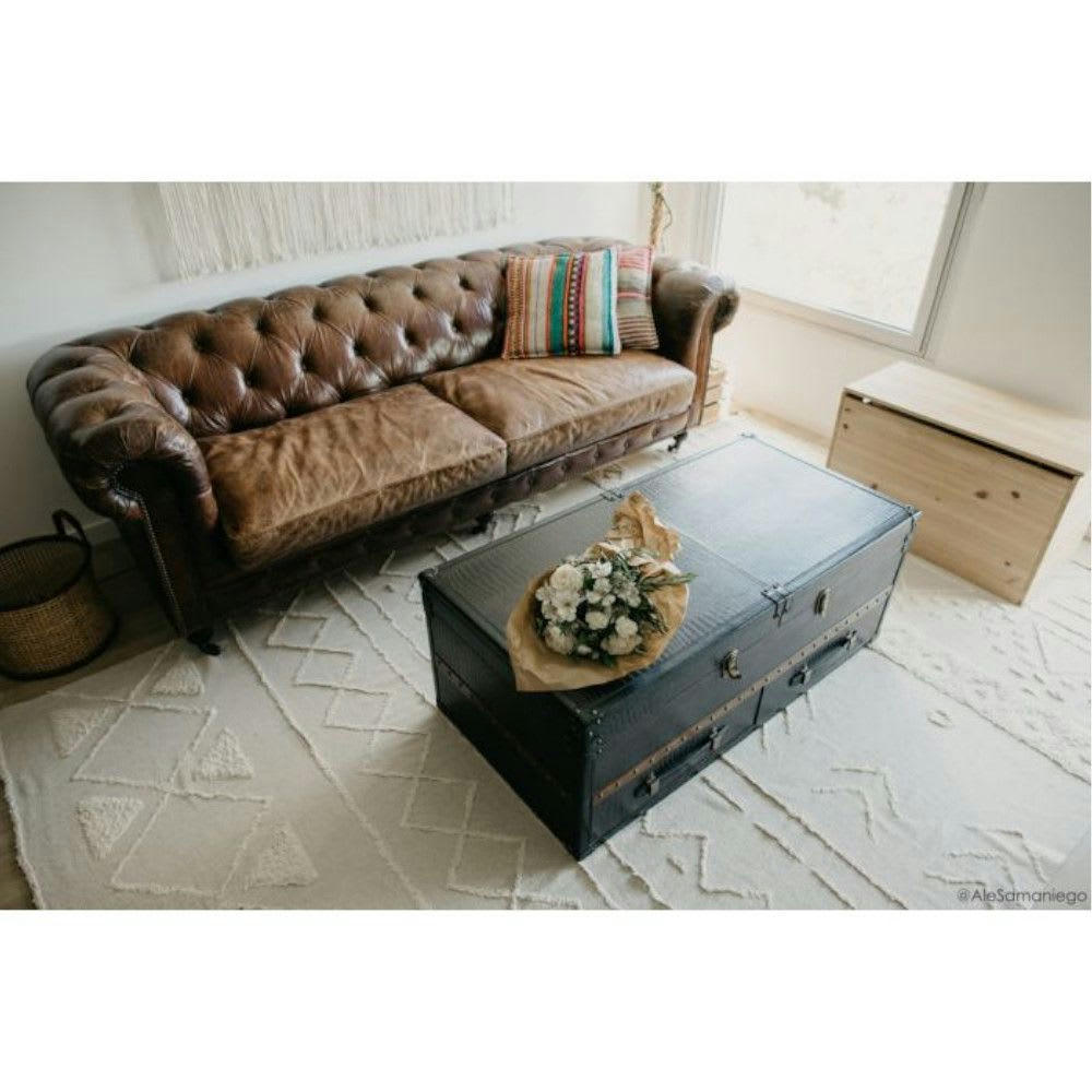 RE EDITION - Tapis ethnique berbère en coton olive 170x240