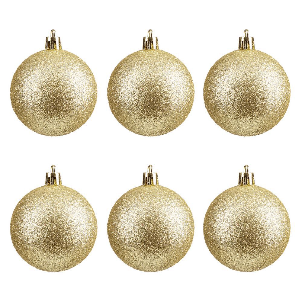 Boule de No&euml;l pailletée dorées Ø6cm x6