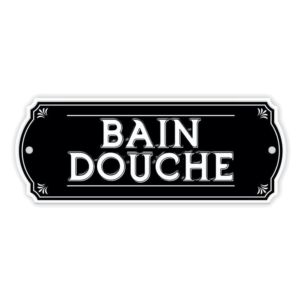 BAIN DOUCHE - Plaque de porte bain douche en métal 19x7,5cm