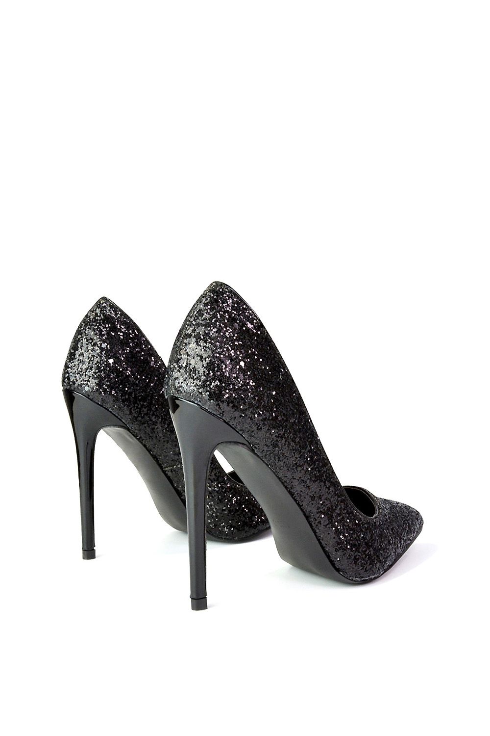 XY London Emerald' Pointed Toe Court Shoes Glitter Stiletto High Heels
