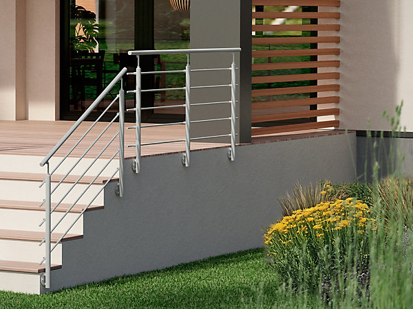 Kit garde-corps à plat Cala en aluminium gris clair RAL 7035