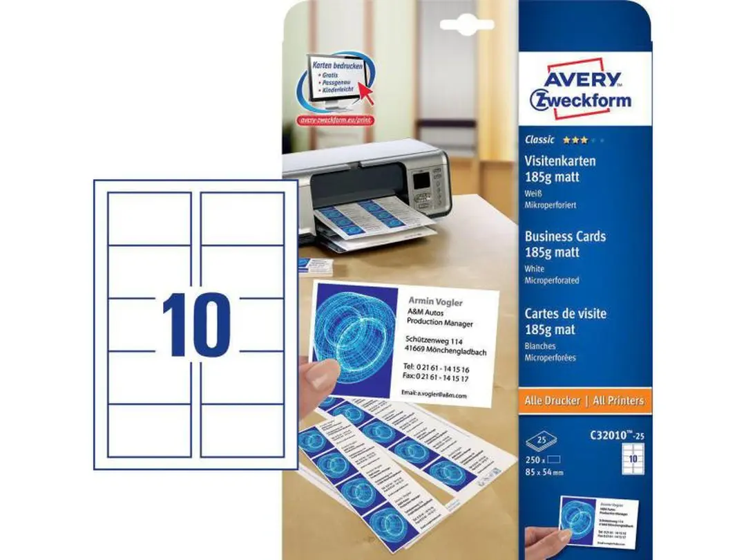 Etiketten Visitenkarten-Etiketten