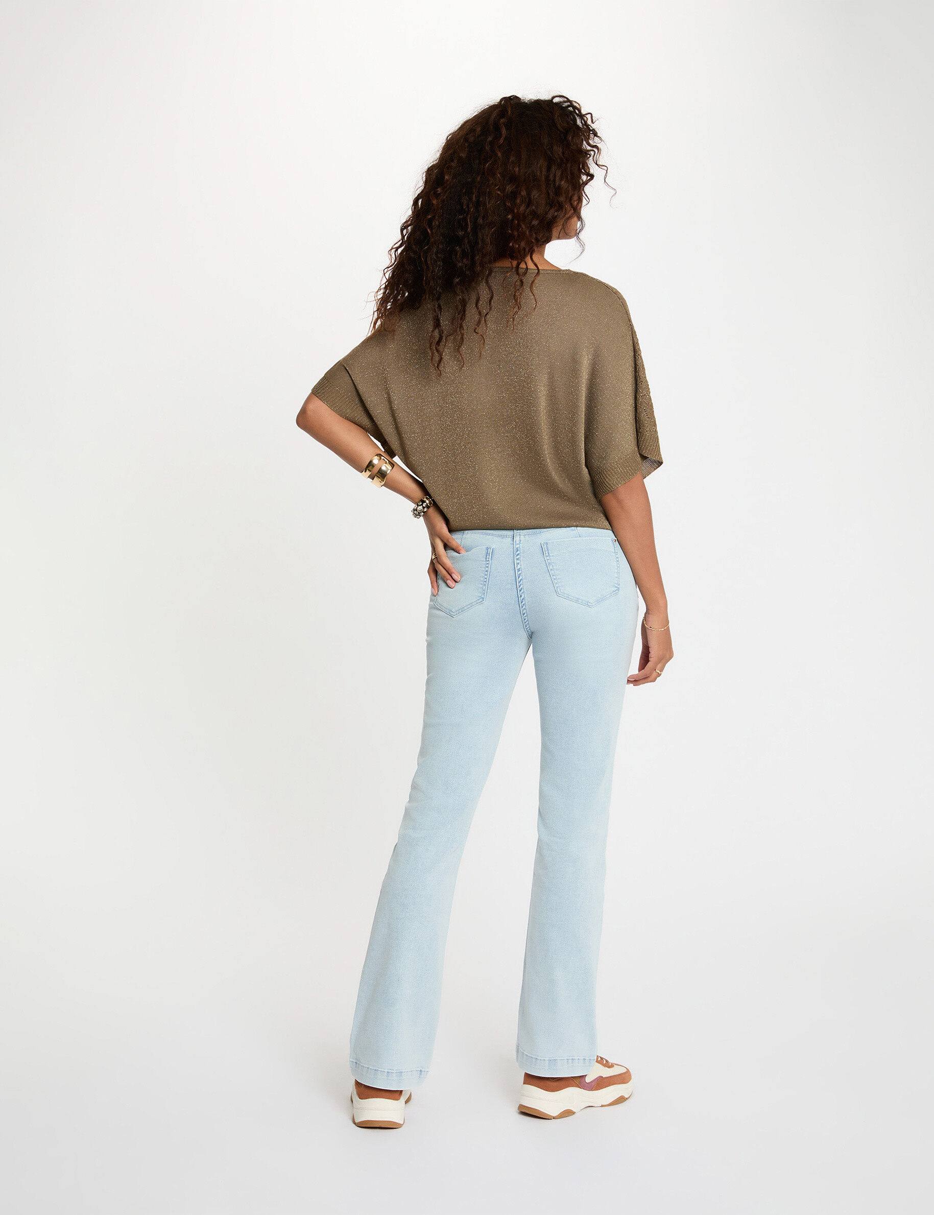 Oversized V-Neck Sweater Khaki Green Women