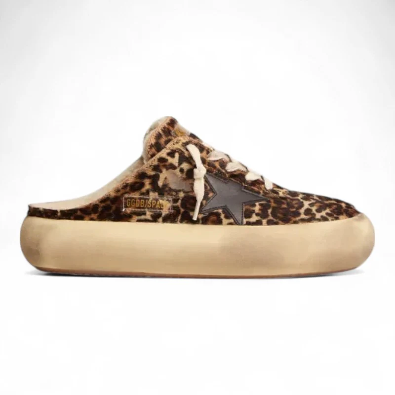 Space-Star Sabot shoes in animal-print pony skin with shearling lining