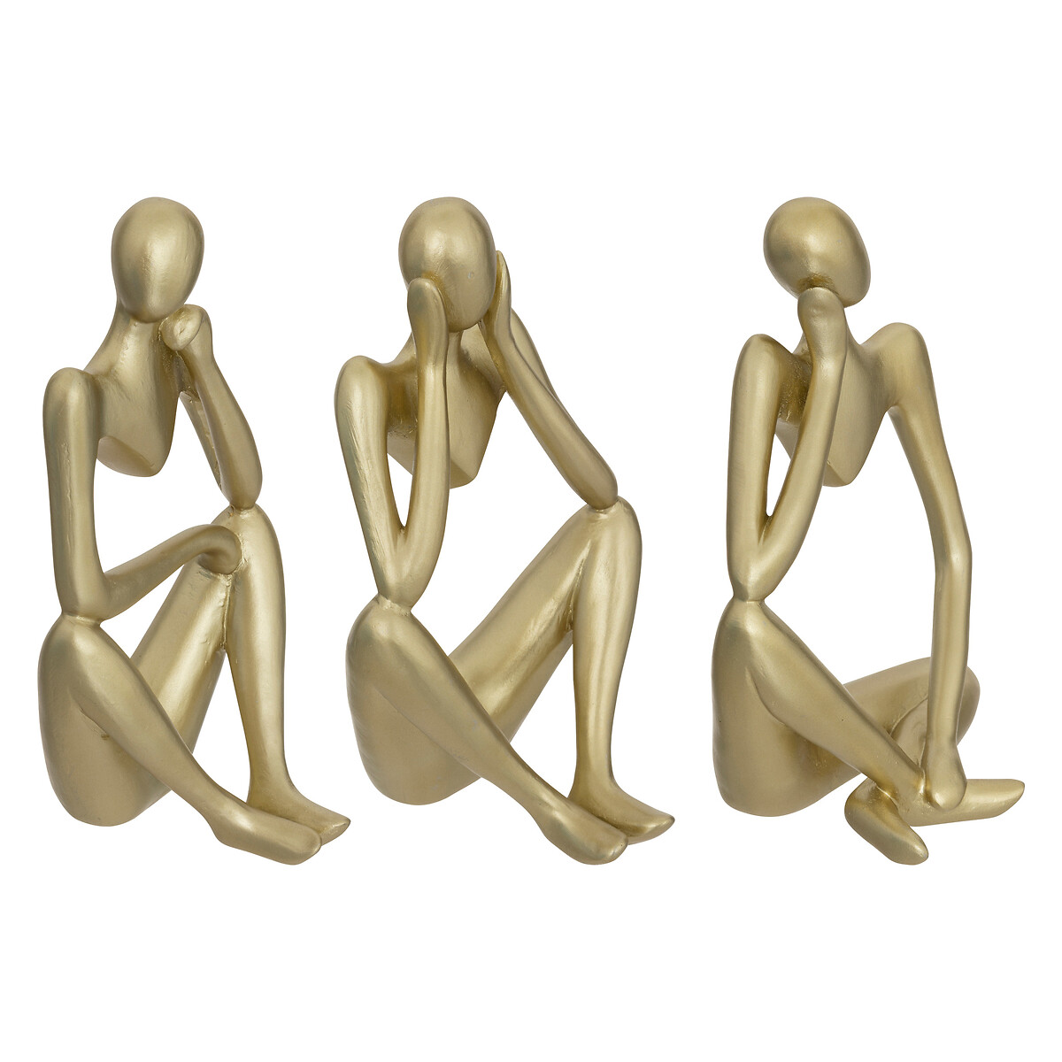 Set of 2 figurines "Femme" Resin, golden, h.17 cm