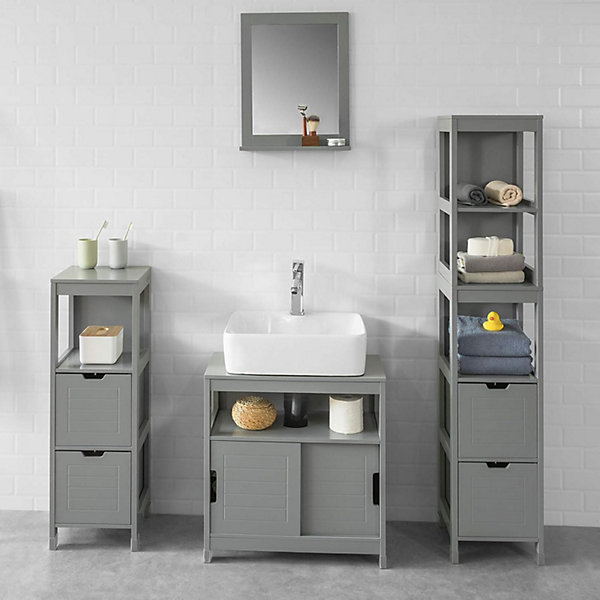 Miroir Mural Meuble Salle de Bain avec 1 étage Plateau, FRG129-SG, SoBuy