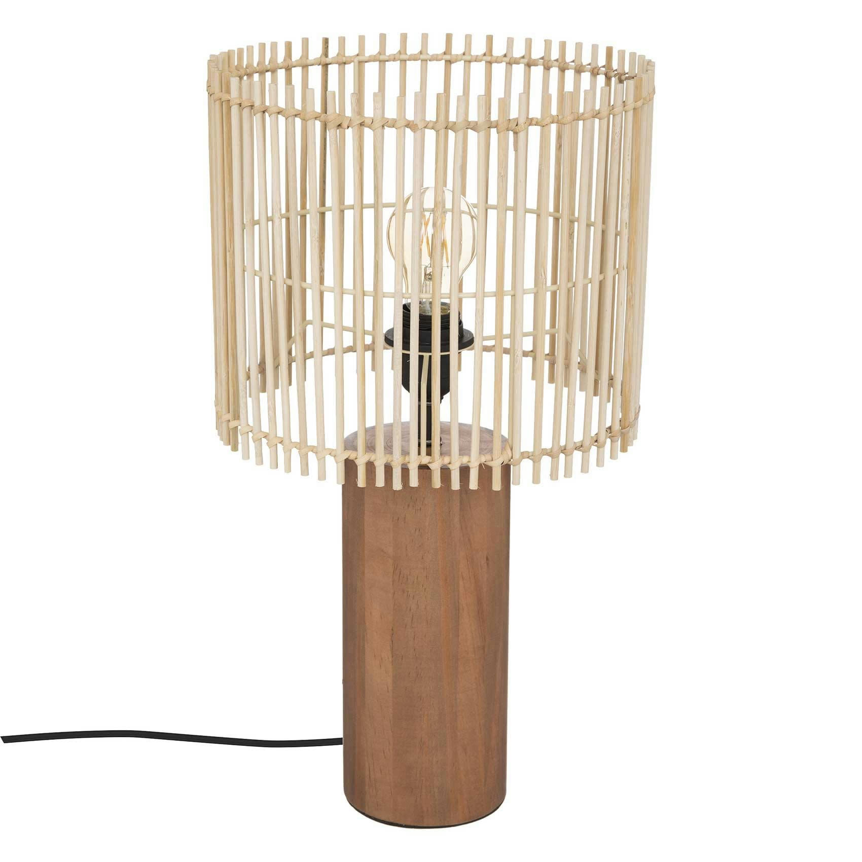 - Lampe droite ethnique bambou/coton/bois naturel 27x48 cm