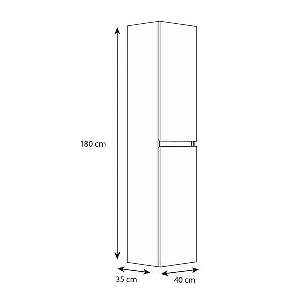 Meuble colonne salle de bain 180 cm suspendu - Blanc mat - Donna - Allibert