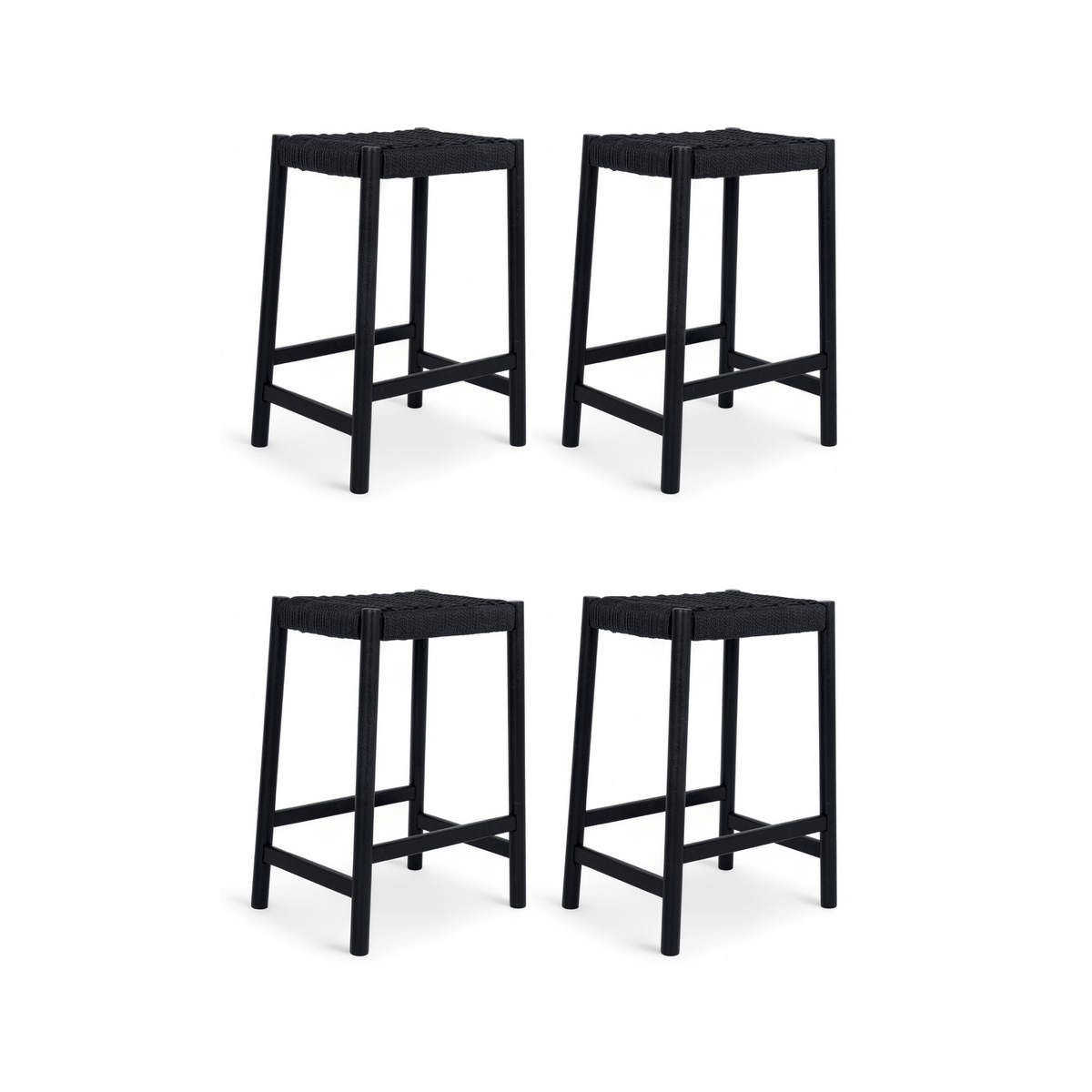 Furnhouse barkruk Ida - Zwart - Papiergaren - Set van 4