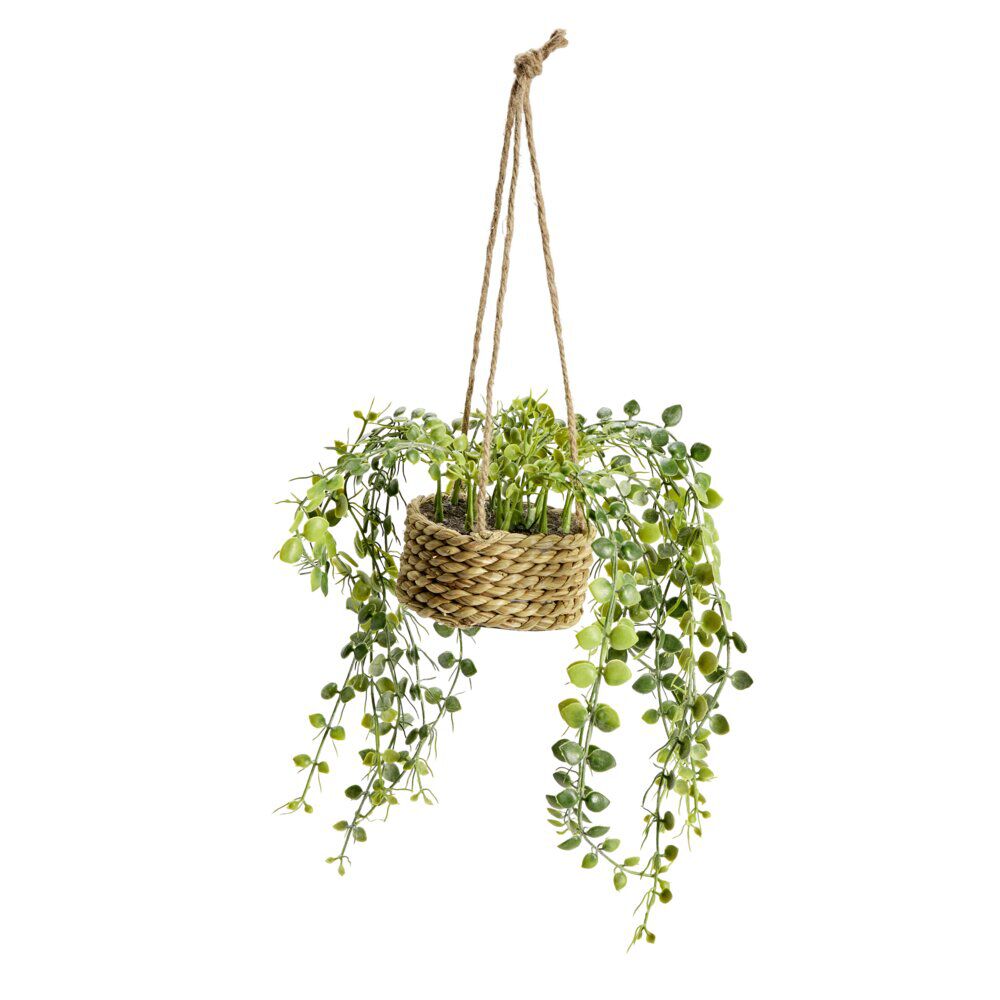 Pot de plante verte artificielle tombante Ø9xH30cm (3 modèles)