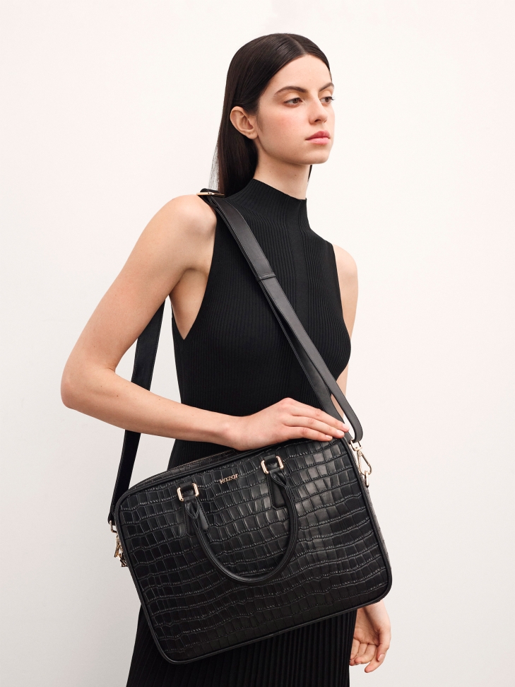 Elegant embossed leather laptop bag