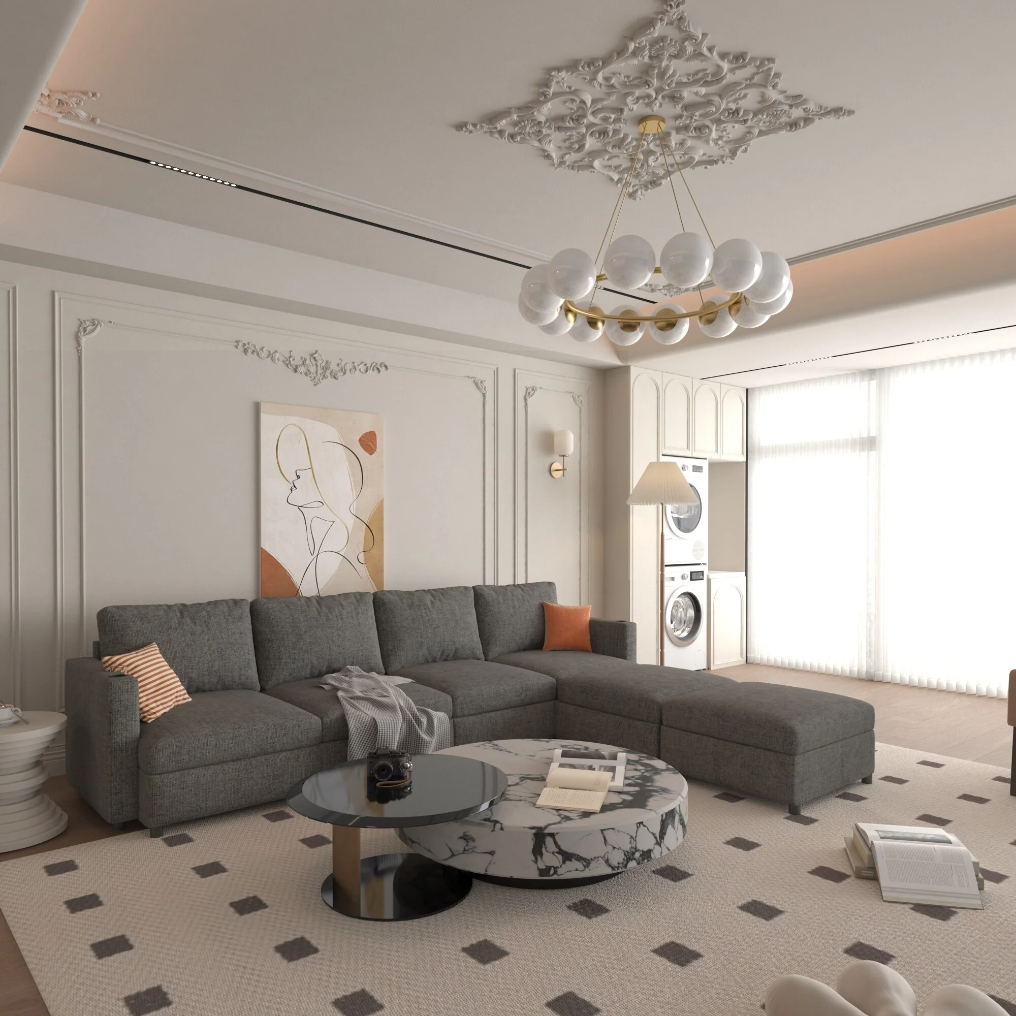 Full Storage Sectional Sofa U-Shape Modular Sofa Bed wOttoman Chaise