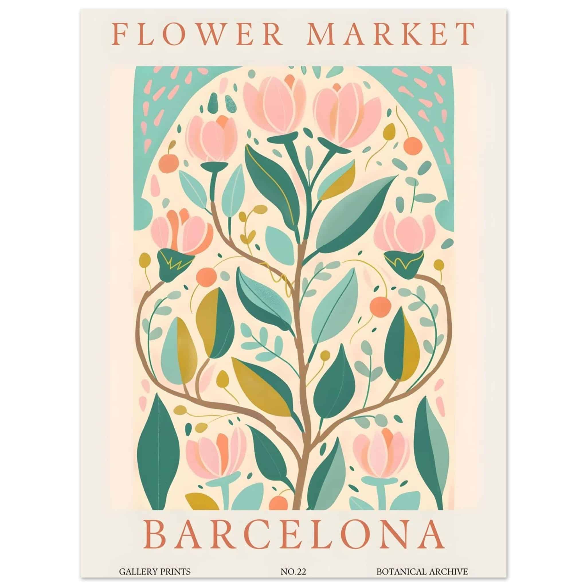 Artfulprints Poster Flower market - Barcelona  - 30x40 cm - Meerkleurig