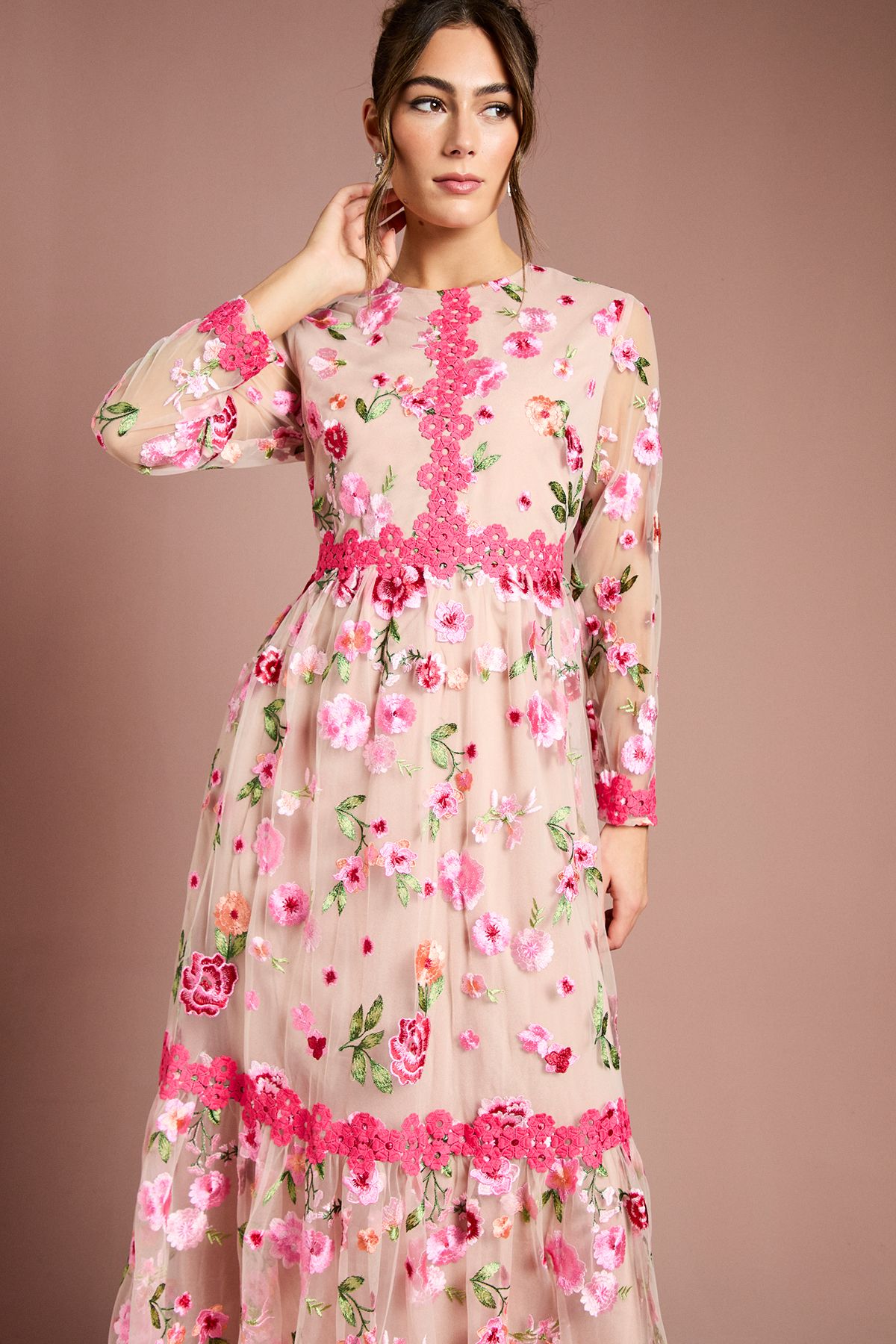 Coast Embroidered Floral Midi Dress