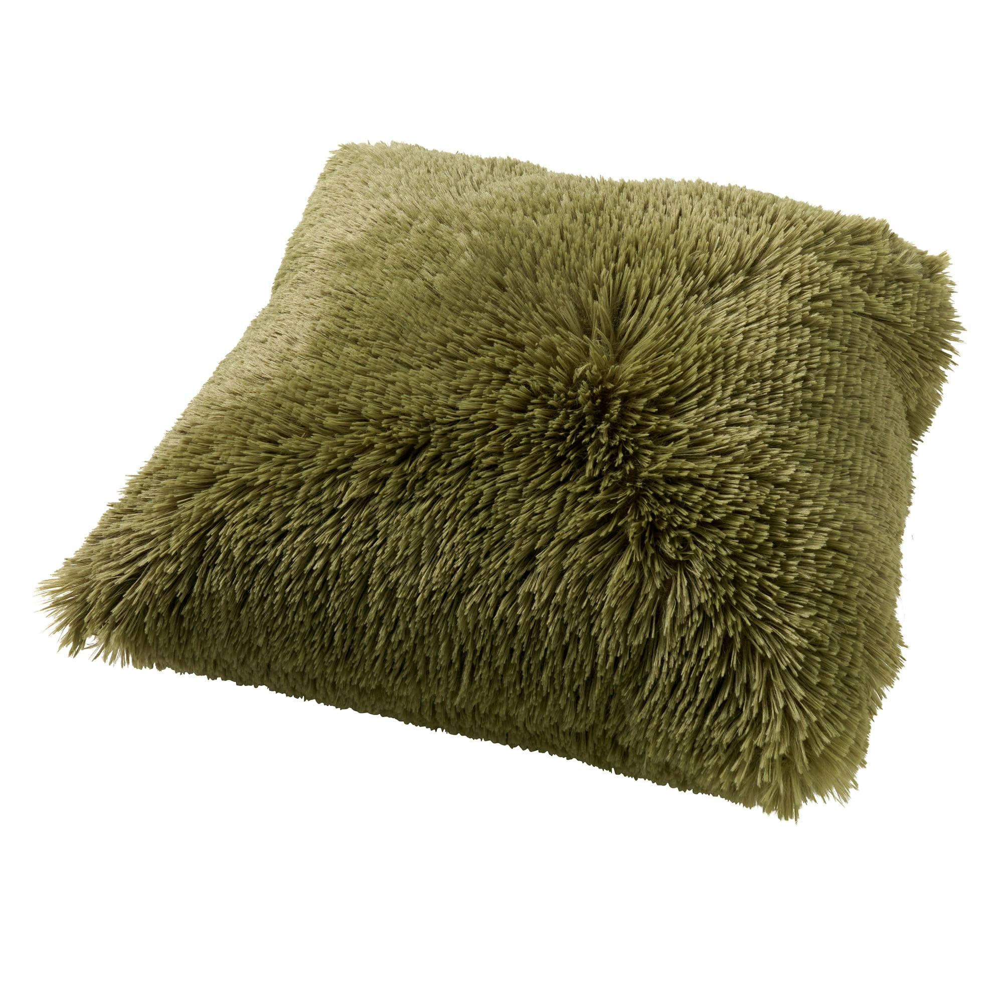 - Housse de coussin vert fausse fourrure-45x45 cm uni
