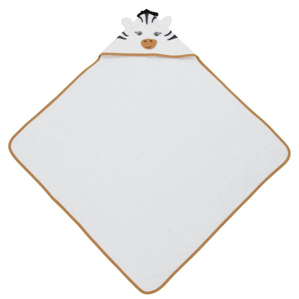 MADRID - Sortie de bain blanche avec capuche tête de zèbre 80x80 cm