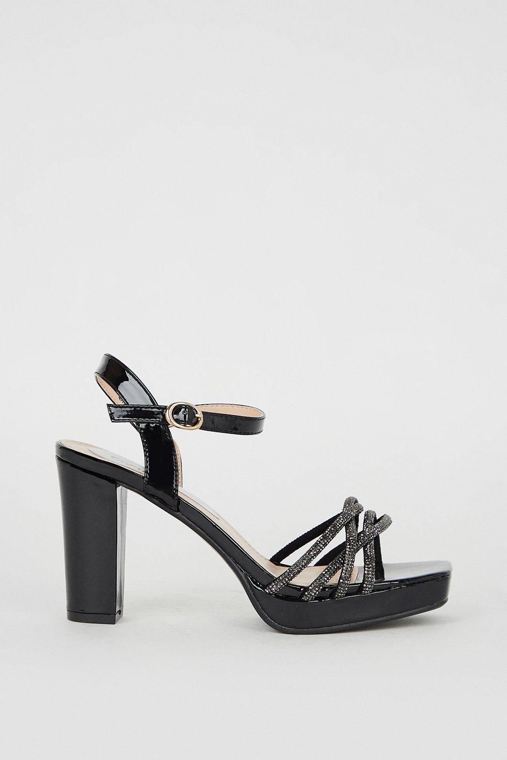 Coast Taylor Faux Leather Diamante Platform Heel Sandals