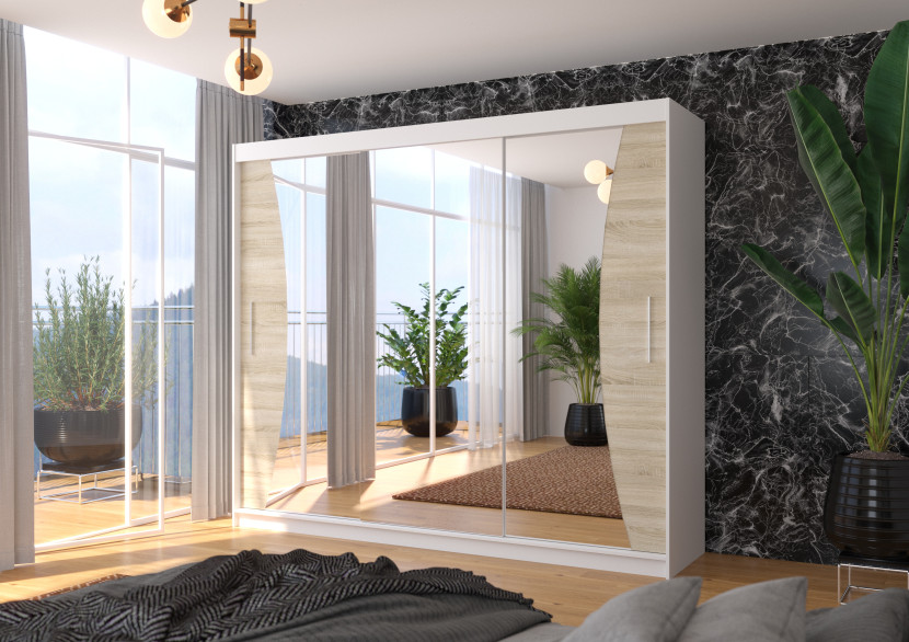 Szafa przesuwna z lustrem DIEGO 250 White