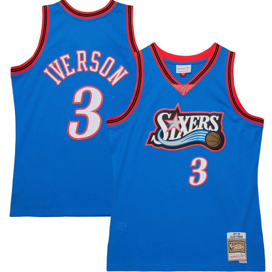 Allen Iverson Philadelphia 76ers Hardwood Classics 1997/98 Tropical Swingman Jersey - Royal